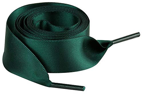 Jamron Flat Silk Satin Ribbon Shoelaces 2CM Wide for Trainers Ballerinas Pumps P13 Dark Green 160 CM