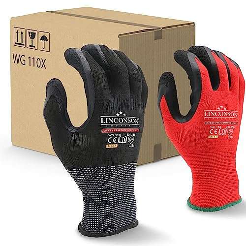 Lot de 12 paires de gants en mousse latex (XXL - (11), noir/rouge