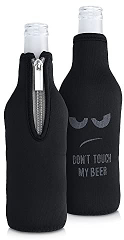 kwmobile 2x 330ml Flasche Flaschenkühler - für Bier andere Getränke - Neopren Kühler Don't touch my beer Weiß Schwarz