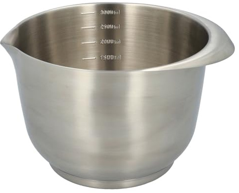 Birkmann, Premium Baking, Rühr- und Servierschüssel, 3,0 Liter, 14,1 x 24 cm, Schüssel Edelstahl, mit Skalierung und Anti-Rutsch-Ring, matt, 708594 | m, Schüssel Edelstahl, mit Skalierung und Anti-Rutsch-Ring, matt, 708594