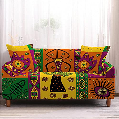 LNXSESN Sofabezug Ethnischer Druck Bunt Sofaüberwurf Stretch Elasthan Sofahusse Abnehmbare Waschbar Couch überzug Anti Rutsch Sofa überzug Moderne Couchbezug Universal Couch überwurf 1 Sitzer