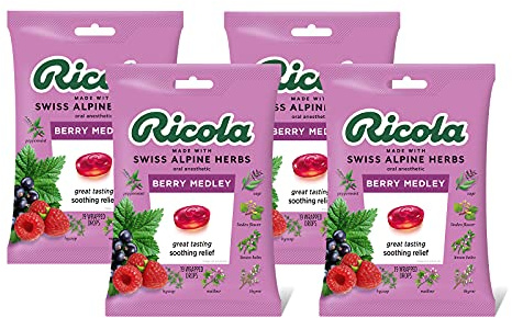 Ricola Berry Medley Oral Anesthetic, 19 Drops per Bag, 4-Pack Bundle