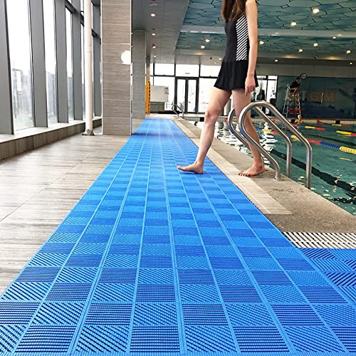WLWLEO Schwimmbecken-Entwässerungs-Bodenbelag-Fliesen-Matten 12er-Pack Graues modulares ineinandergreifendes Kissen wasserdichte, rutschfeste Gummimatte für Pool, Duschraum, Garage, Haustierbereich,A