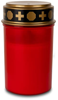 Kimiza Kunststoff - Kimiza LED Grabkerze mit Flackerlicht, Brenndauer ca. 200 Tage, incl. Batterien und 6 Stunden Timer (ohne Motiv, rot)