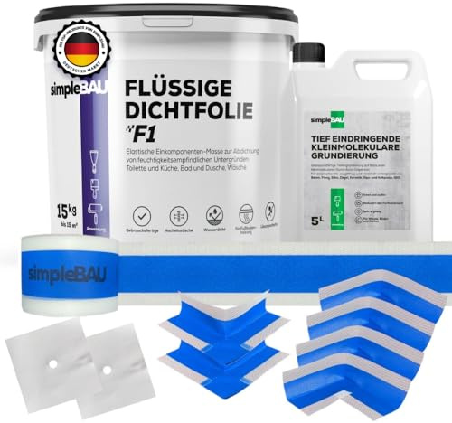 simpleBAU Dichtmasse 15kg +1L Tiefengrund Abdichtset Dichtband