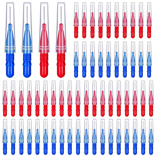 GOUWEIBA 100 Pezzi Scovolini Interdentali Spazzolini Interdentali con Coperchio per l'Igiene Interdentale Scovolino per Pulizia Denti Stuzzicadenti Flosser (Blu+rosso)