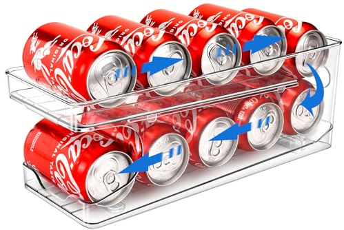 BingoHive Rolling Can Dispenser Fridge Beer Can Organiser Soda Can Dispenser for Fridge Kitchen Cupboard Pantry Countertop 10 Standard Size 330ML 355ML Beer Soda Pop Cans Storage Pantry Organisation