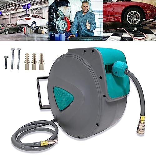 Yznahre 10m Druckluftschlauch Aufroller Automatisch 1/4 Anschluss Automatik Schlauchtrommel Wandschlauchhalter mit Wandhalterung Schlauchaufroller für Druckluft