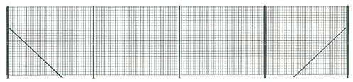 vidaXL Cerca de Alambre, Valla de Malla con Brida Postes, Cercado de Cadena Eslabones, Borde para Recinto de Jardín Patio, Verde 2x10 m