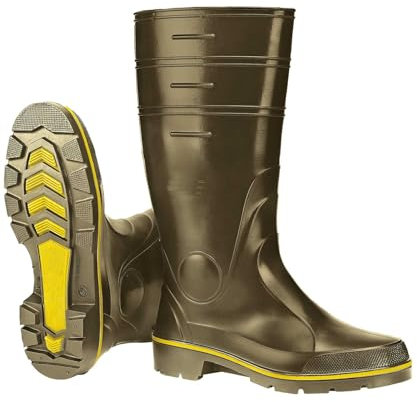 Scheibler Gummistiefel Herren - Arbeits-Stiefel Herren wasserdicht - Regenstiefel aus Nitril - Rain Boots Men mit rutschfester Sohle und Kälteschutz - Gummi-Stiefeletten Herren - oliv