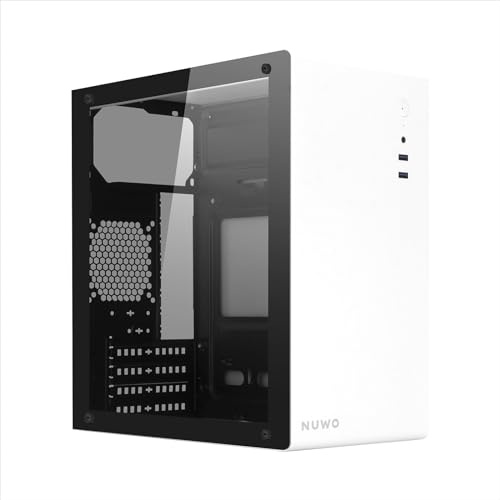 Nuwo Eguera A113 Case Compatto MicroATX per PC Desktop Office Mini Tower 0.6MM SPCC, USB 3.0, Pannello Laterale in Vetro Temperato, Bianco