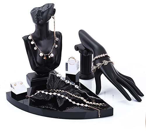 Schmuck-Organizer-Ständer, 6-teilig, Schmuckständer, Präsentationsset, Büstenset, Halsketten-Ketten-Schmuckbüsten-Displayhalter, Ständer, Halsketten-Mannequin, Acryl-Schmuckdisplay-Organizer-Halter