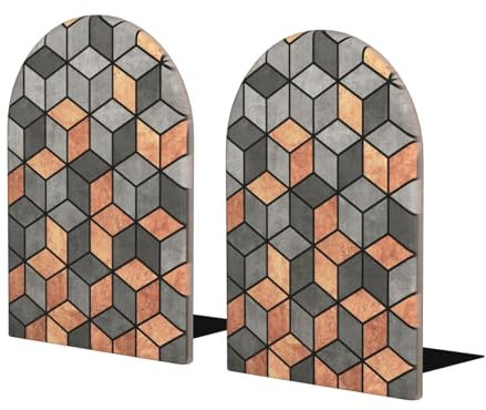 Beton- und Kupferwürfel, 2er Set Buchstützen Bücherregal Lustiger Holz Buchstopper Buchstützen Buchhalter und Ständer