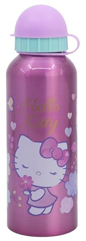 STOR Hello Kitty Barn Vattenflaska Aluminium 530ml med Läcksäker Pip och Säkerhetslock Återanvändbar för Skola Sport