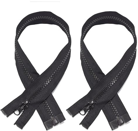 Biglumin Fermeture Éclair Amovible - 80 cm, Noire, pour Vêtements, Oreillers, Tentes, Sacs à Main (2 Pièces)