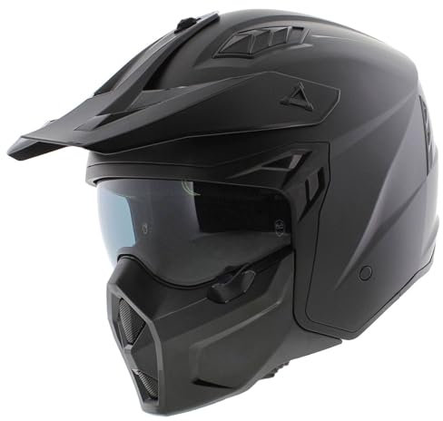 VITO Predator 4-in-1 Motorradhelm – Cross/Enduro/Jet Klapphelm, Abnehmbare Kinnpartie & Schirm, Sonnenblende, ECE 22.05 – Matt Schwarz – Größe L