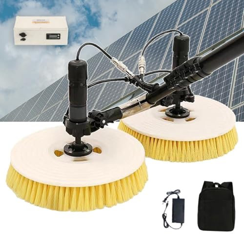 YLANMEI 7,5 M Doppia Testa Rotante, Macchina per la Pulizia dei Pannelli solari fotovoltaici, Spazzola di Lavaggio telescopica Multifunzionale, Set per la Pulizia del fotovoltaico