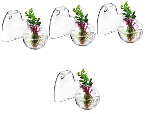 TOPBATHY 4 Sätze Glasvase Wandpflanzgefäß Wandfischschale Glaswandpflanzer Einfache Wandmontage Wandvase Für Blumen Terrarienpflanzenhalter Glas Mit Hohem Borosilikatgehalt 2 Stück * 4