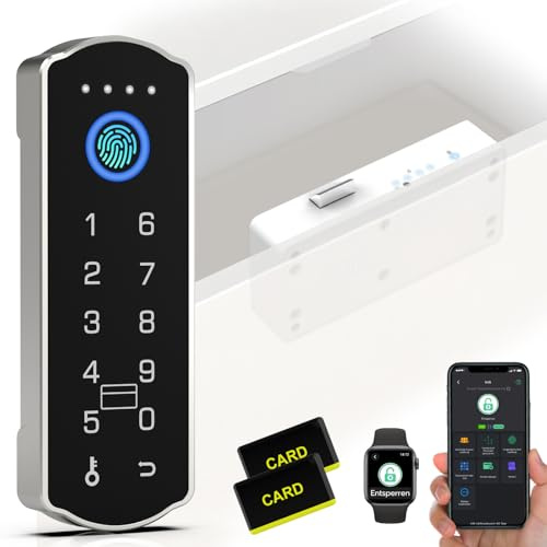 Eseesmart Fingerabdruck Schloss, Smart Schrankschloss mit RFID NFC, Bluetooth Elektronisches Schubladenschloss Möbelschloss mit Kindersicherung Schrank Schublade Kasten Schließfächer