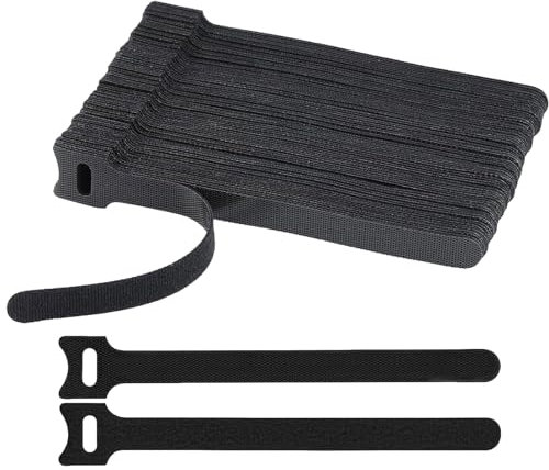 100 Pezzi Fascette Riutilizzabili in Nylon, 150 x 12 mm Stringicavo Regolabili, Ideali per la Gestione dei Cavi in Casa, Ufficio, Giardino e Altro- Nero