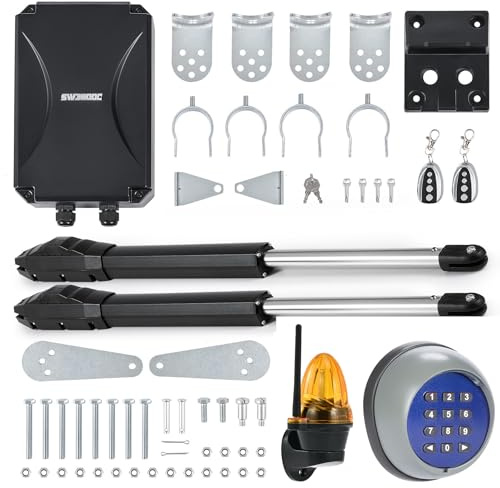CO-Z Dual Swing Gate Opener Kit, Electric Gate Opener for Doors up to 400 kg*2 6 m, Driveway Home Garden Gate Opening System for Swing Gates with Remote Controls & Warning Light & Wireless Keypad