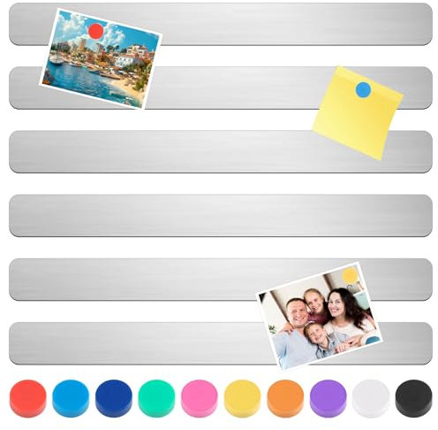 Magnetleiste Selbstklebend, 6 Stück Magnettafel Memotafel, Magnetleisten Magnetwand mit 10 Starke Magnete für Büro, Pinnwand, Fotowand, Dokumente, Kühlschrank, Küche
