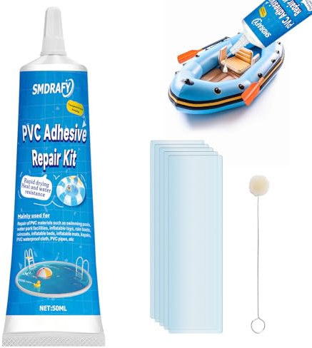 Smdrafy Kit Riparazione Piscina, Colla per Riparazione in PVC, PVC Kit Riparazione Piscina,Riparazione Piscina Fuori Terra,per Piscina Gonfiabile,Vasca Idromassaggio, Gommone, varietà di Gonfiabili