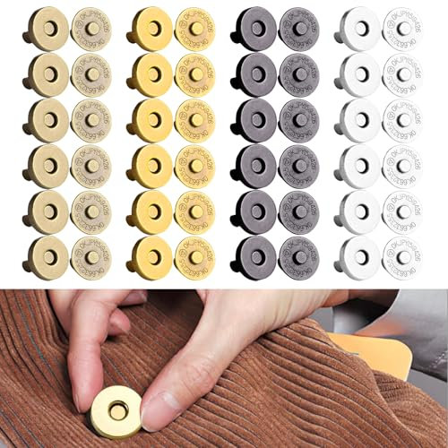 Magnetknöpfe 24 Stück Magnetische Knöpfe 18 mm Magnetverschluss Nähen 4 Farben Handarbeit Magnetknöpfe für Kleidung, taschen, DIY Stricken, Kunsthandwerk, Geldbörsen, Windbreaker