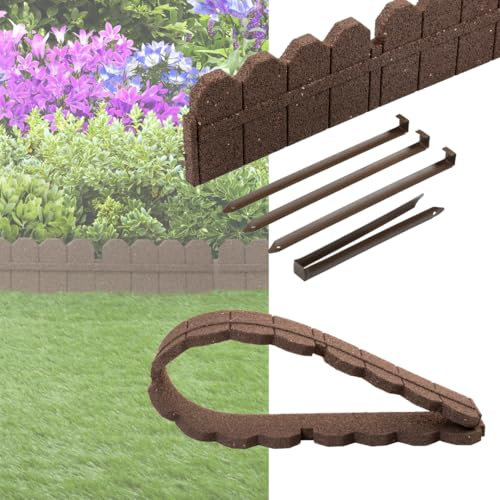 Gartenpalisade Rasenkante Beeteinfassung Beetumrandung 120cm Beetkante Zaun (Braun)