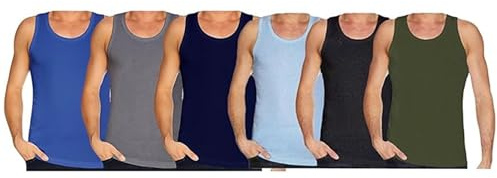 Men’s 6-Pack 100% Cotton Vest Undershirts – Lightweight Slim Fit Sleeveless Vests Tank Tops for Layering, Casual Summer Wear, and Workout Base Layer UK Plus Size S-5XL