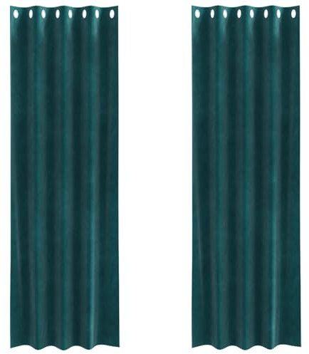 vidaXL Grommet Dunkelgrüner Fenstervorhang 140 x 245 cm Polyester Ösen Drapes für Wohnzimmer und Schlafzimmer Opak Glatte Textur Innengebrauch Abdeckvorhänge Zeitgenössische Behandlung Knitterfrei