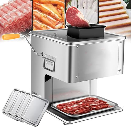 LLHTTDMBDFC Cortadora De Fiambre, Cortafiambres, Cortadora de Carne de Acero Inoxidable, cortadora de Carne eléctrica, cortadora de Verduras for Cerdo Deshuesado, Ternera, Cordero y encurtidos(2.5mm)