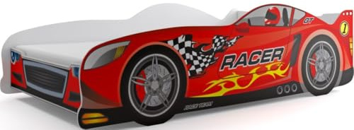 All4All Letto auto da corsa - letto per bambini - 80x160cm - della polizia - per ragazzi - gioco (auto da corsa, con materasso)