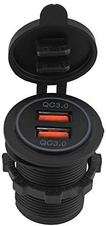 Cargador USB Dual para Coche QC3.0, Adaptador de Carga Rápida USB, Cargadores para Automóviles, Carga Rápida para Coches, Motocicletas y Barcos de 12/24 V.