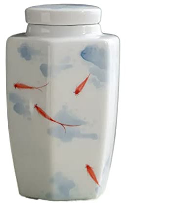 LICONG-2020 Tarro de té elegante pintado a mano con tapa hermética, tarro de porcelana de cerámica para té, especias, café, frijol, hierbas, especias azúcar y más lata hermética