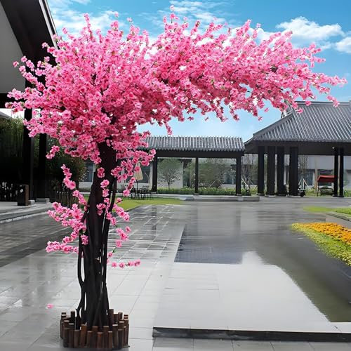 Árbol de durazno artificial de pie, árbol de los deseos, árbol de durazno simulado, impresionantes árboles de durazno artificiales, ideal para decorar cualquier estación.,B:6.56 * 4.92ft