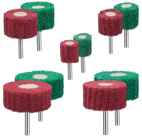 Senmai Tools 10 Stück Schleifmop Set, Größen 25/30/40/50/60 mm Lamellenschleifer Schleifaufsatz für Bohrmaschine,Akkuschrauber,Geradschleifer