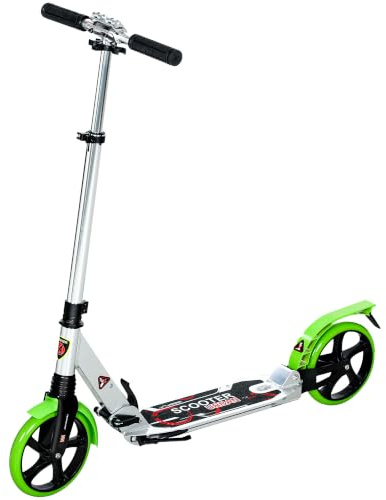 HOMCOM Klappbarer Tretroller, verstellbarer Roller mit 200 mm großen Rädern und doppelter Stoßdämpfung, Urban Scooter für 14+ Jugendliche Erwachsene, Grün
