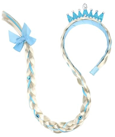 Prinzessin Perücke Zopf, Geflochtene Prinzessin Perücken, Langhaar Perücke Zöpfe für Mädchen, Haarreif Prinzessin Zopf, für Princess Theatre Cosplay Karneval Geburtstag Party (C)