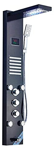 GYEQXKT duschsystem LED-ljud-duschpanel vattenfall-regnduscharmaturset SPA-massagestråle badkar duschpelare duschblandare batteri torn, borstat nickel 9001