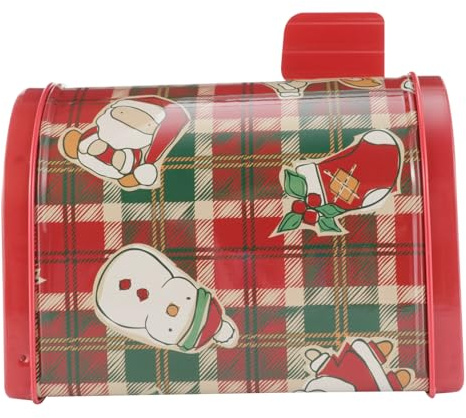 OFFSCH Caja Metálica Creativa con Diseño de Buzón de Navidad Almacenamiento para Galletas y Resistente y Decorativa para Fiestas Color y Duradero