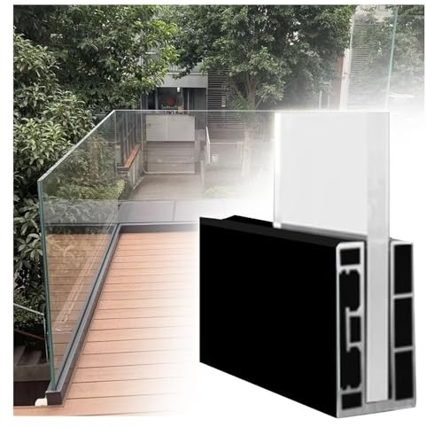 Abrazadera para Poste De Barandilla De Aluminio para Cerca De Piscina De Vidrio, con Espiga Montaje En Suelo/Empotrado/Lateral Soportes Comerciales para Rieles(Style 1,L 300CM/118Inch)