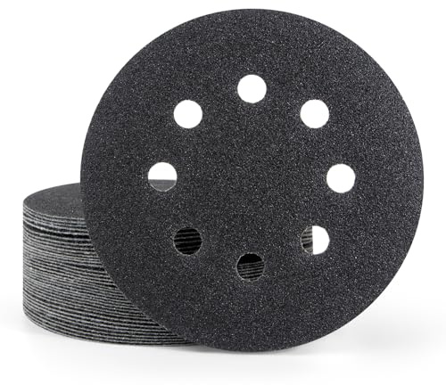 Viaky 36 discos de lijado en seco y húmedo de 125 mm, almohadillas de lija orbitales aleatorias de grano 80 | Papel de lija de carburo de silicio para madera, metal, muebles y pulido automático