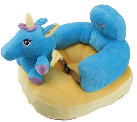 Generic Lern-Sitzstuhl, Verhindert Stürze, Rutschfester Plüsch-Bodensitz für Kleinkinder Zum Stillen (Blaues Pferdemuster)