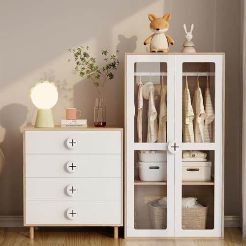 Mixtric Armoire Combinée Armoire + Commode Ensemble De Chambre Table De Chevet + Armoire Combinée Panneaux Laqués Écologiques + Panneaux De Particules,2pack