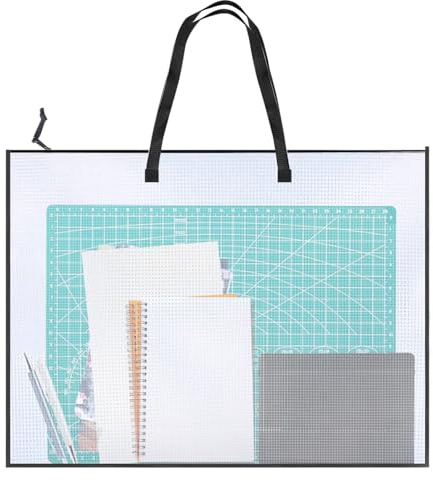 Laicaii Grande borsa in plastica trasparente per arte, formato A3/A2, custodia per il trasporto di poster, custodia impermeabile in rete per cartelline artistiche, custodia per il trasporto