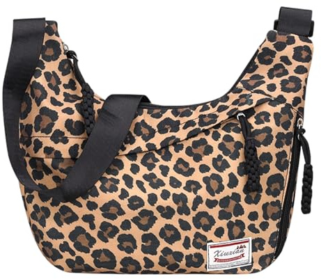 UJBVCX Borsa Mezzaluna Donna, Leopard Crossbody Bag Hobo con Tracolla Regolabile Marsupio, con Cerniera per Tempo Libero, Lavoro, Viaggi (Marrone)