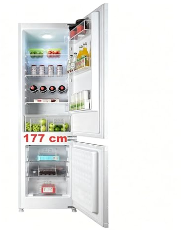 Einbaukühlschrank mit gefrierfach 177 cm hoch x 54 cm breit , 【 Nofrost Plus 】, kühl gefrierkombination einbau 178 kühlschrank | 225 L (181L/44L) | Energieeffizient | 5 hat | Leise | Türs Wechselbar