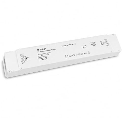 Alimentatore Led 24V Dimmerabile Push 150W, Trasformatore Tensione Costante, Regolabile con Pulsante, Taglio di Fase, Varialuce Tradizionale Con Rotella, Input 220V per Strisce LED 24V, TF-150-24