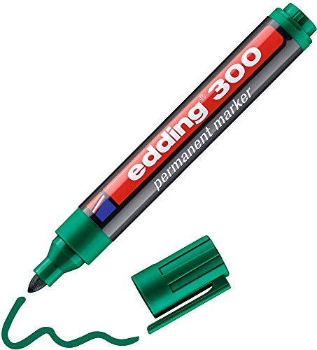 edding 300 permanent marker - green - 1 pen - round tip 1.5-3 mm - waterproof, quick-drying, smear-proof pens - for cardboard, plastic, glass, wood, metal and fabric